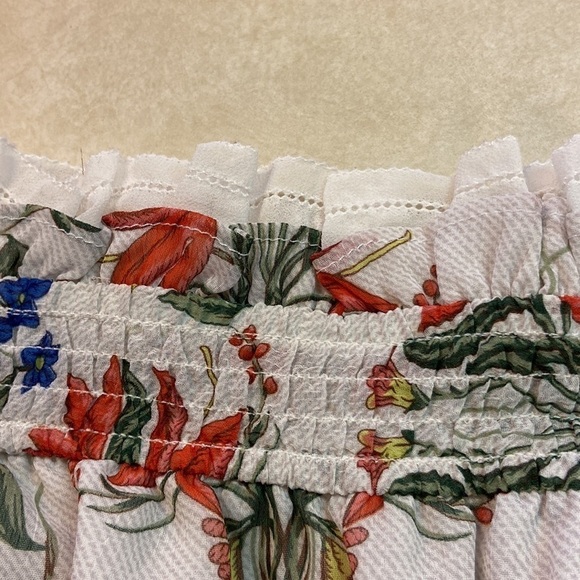 Endless Rose Floral Ruffle Off Shoulder Bishop Sheer 2 Tiers Elastic Waistband - Picture 9 of 15